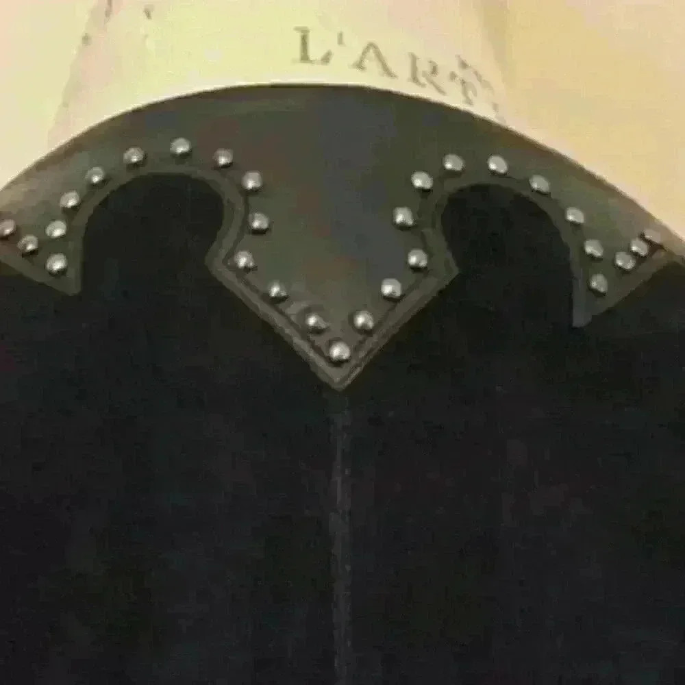 Zadig & Voltaire Dress Black Suede With Leather And Studded Trim- Size L - Picture 7 of 13
